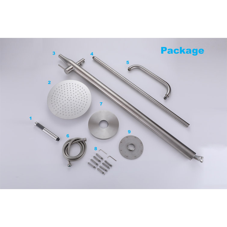 MODLAND Floor Mounted Outdoor Shower Fixtures With Overhead Shower Head